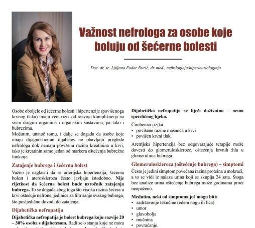 Važnost nefrologa za osobe koje boluju od šećerne bolesti